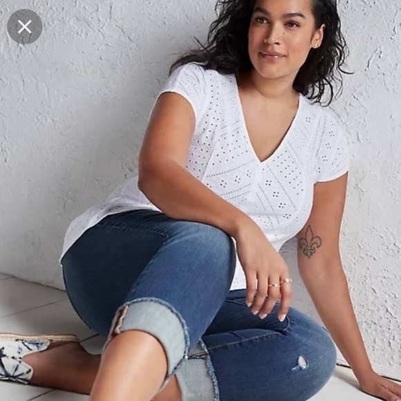 torrid Tops - Torrid 2X White Eyelet Fit and Flare Top